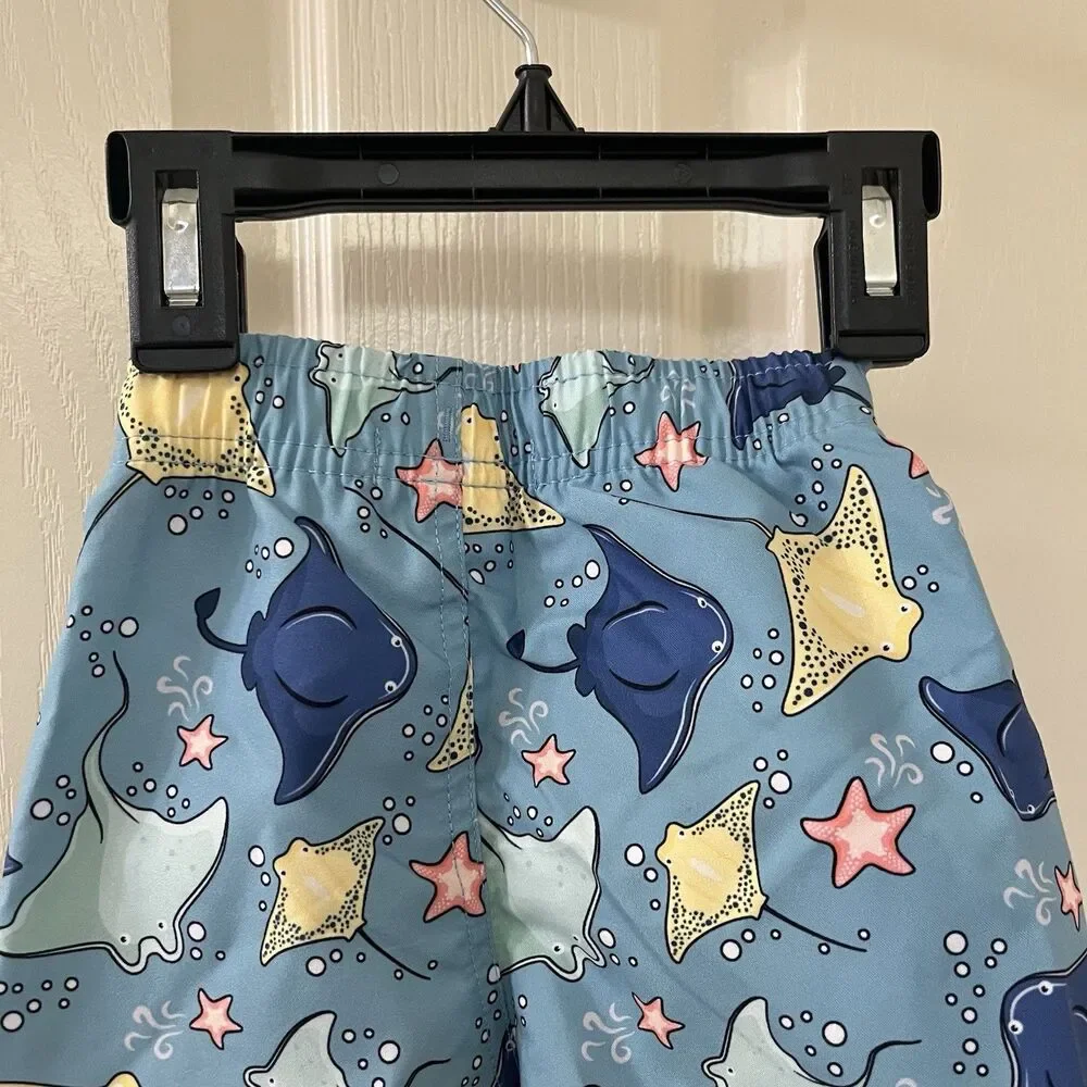 RuffleButts RuggedButts Starfish Stingrays Swim Trunks UPF 50+ Boys 6-12 Mos NWT